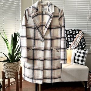 NEW! RACHEL ZOE Wool Blend Trench Coat Size M Cream
